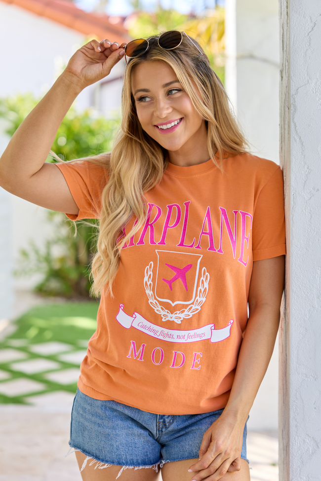 Airplane Mode Burnt Orange Comfort Colors Graphic Tee