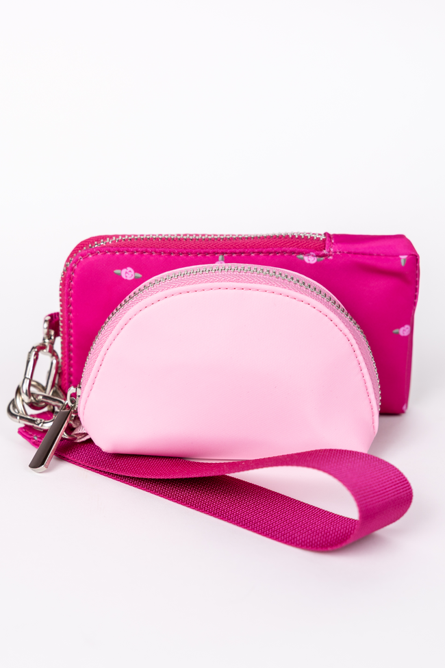Active State Fuchsia Petal Pop Dual Pouch Wristlet SALE