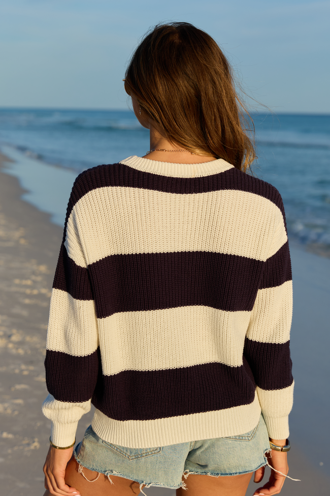 America Black And White Striped Sweater SALE