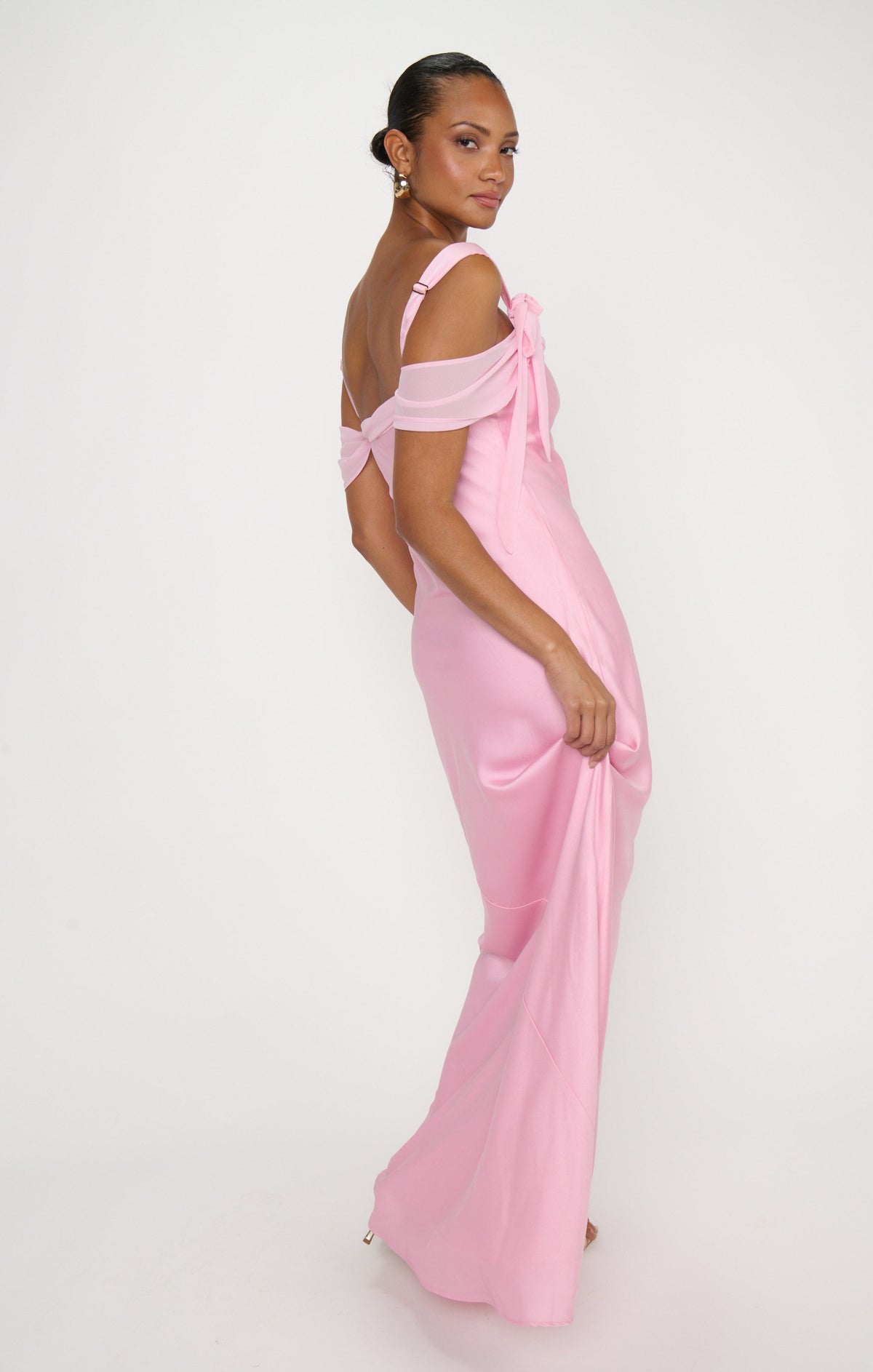 Bella Maxi Dress ~ Light Pink Luxe Satin