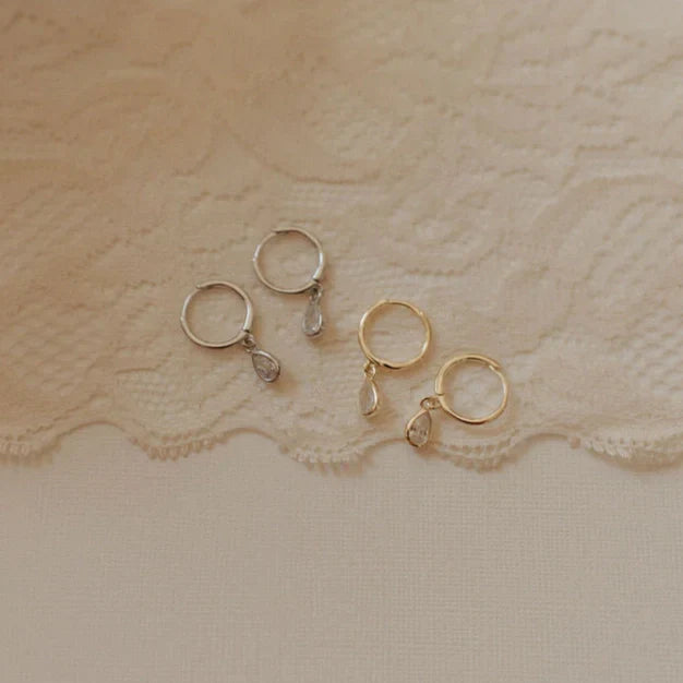 April Raindrop Dangle Hoop Earrings