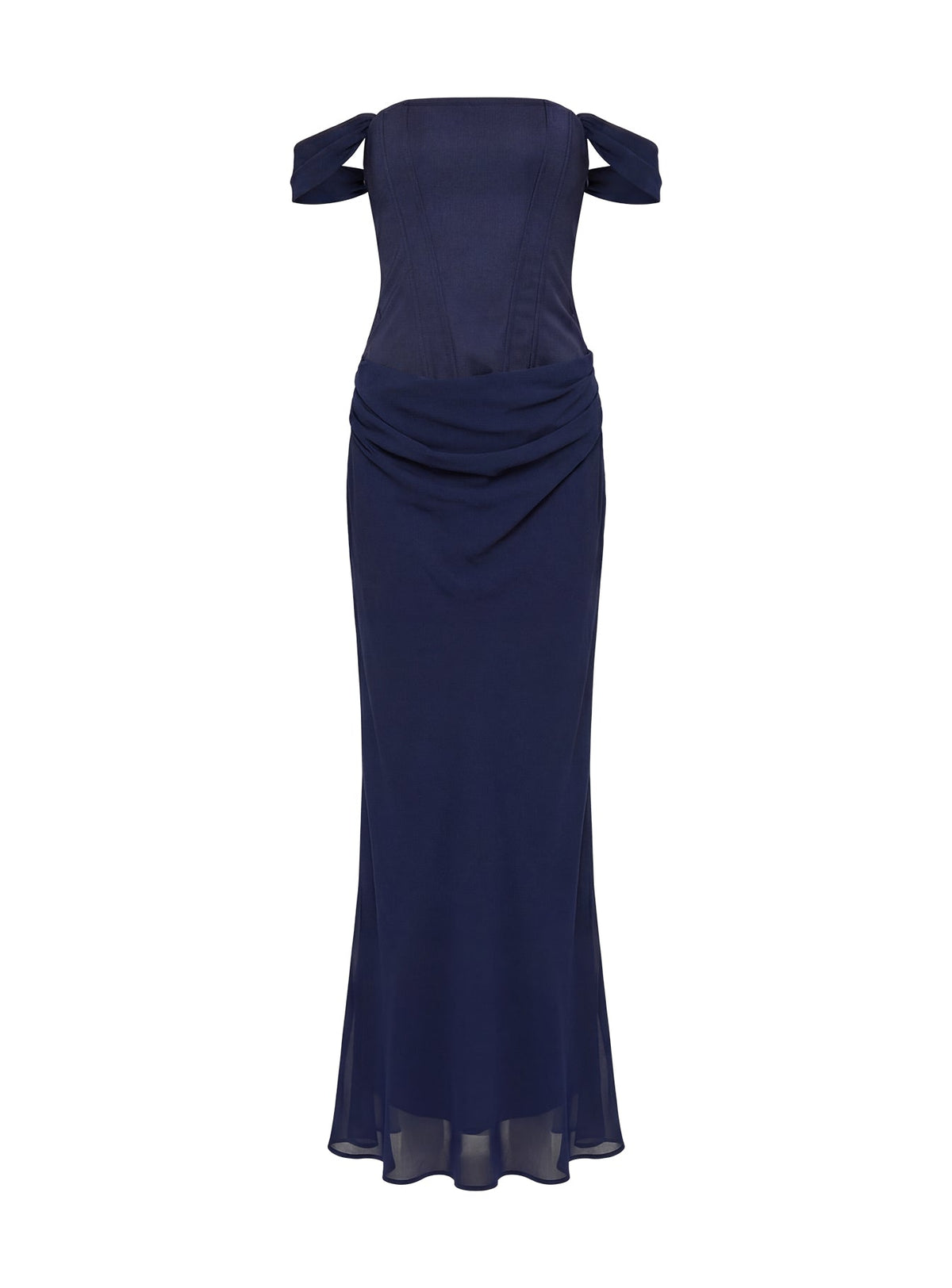 Joslyne Off Shoulder Corset Maxi Dress Navy