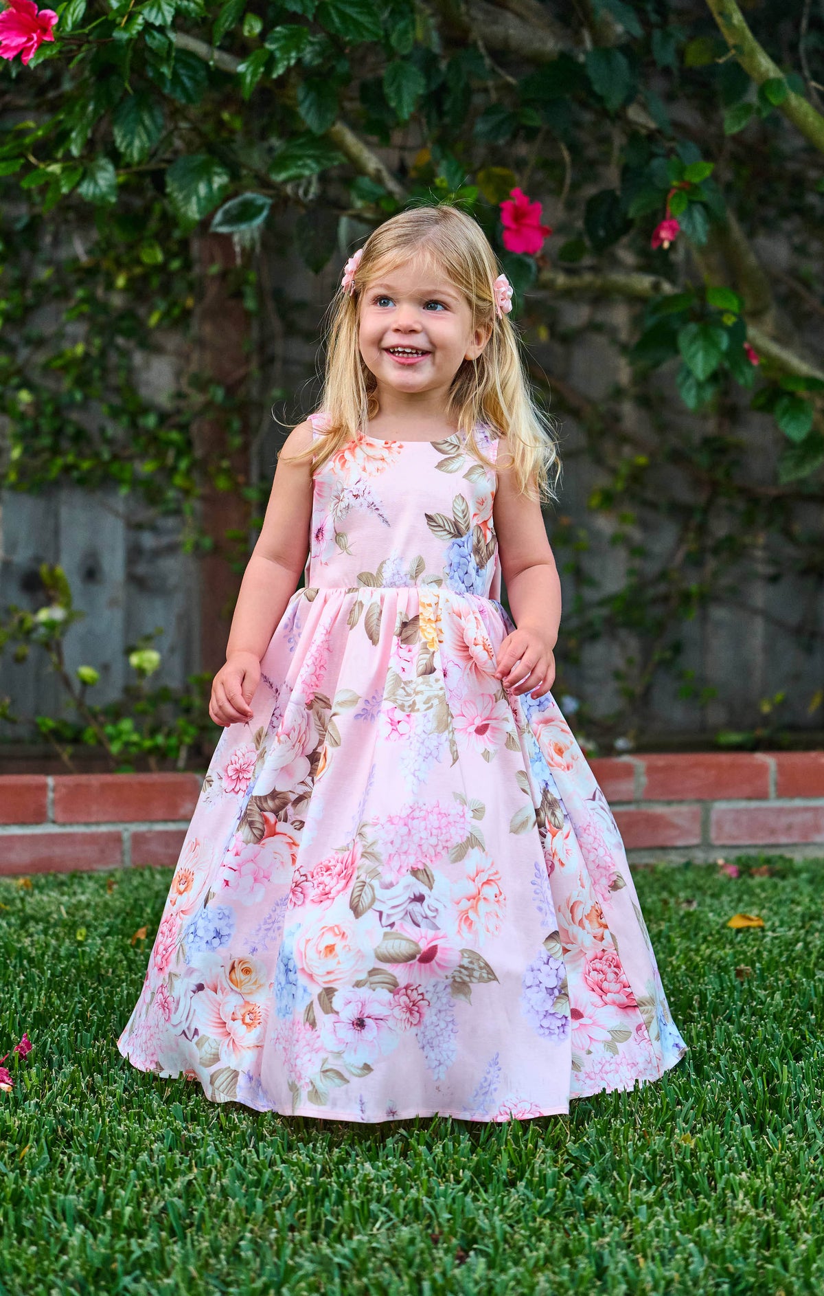 Flower Girl Dress ~ Powder Pink Blooms Taffeta