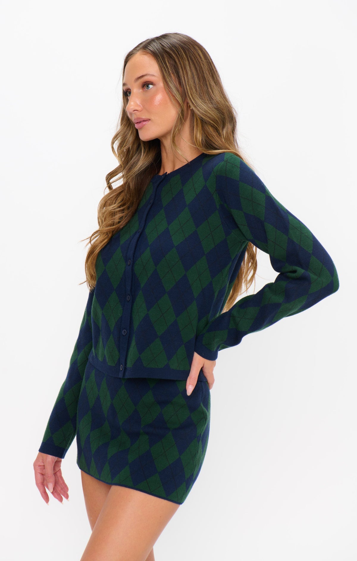 Cher Cardigan ~ Oxford Argyle Knit