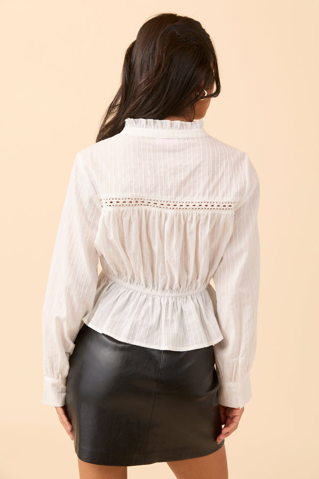 Abby Lou White Long Sleeve Blouse FINAL SALE