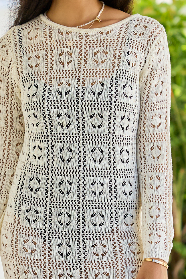 Being Shady Natural Open Knit Midi Cover Up SALE
