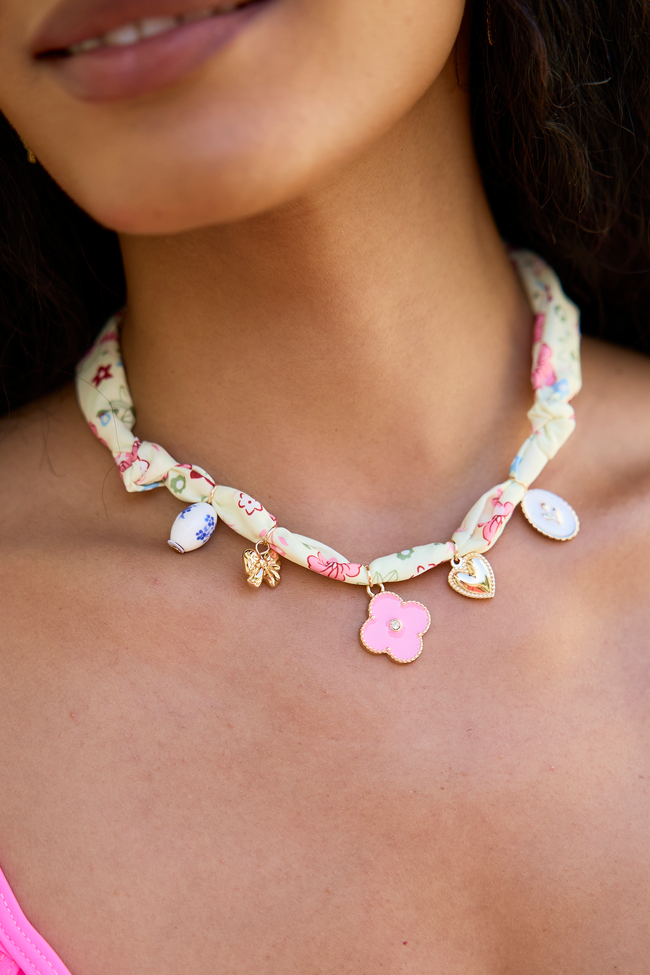 Chandler Yellow Charm Scarf Necklace