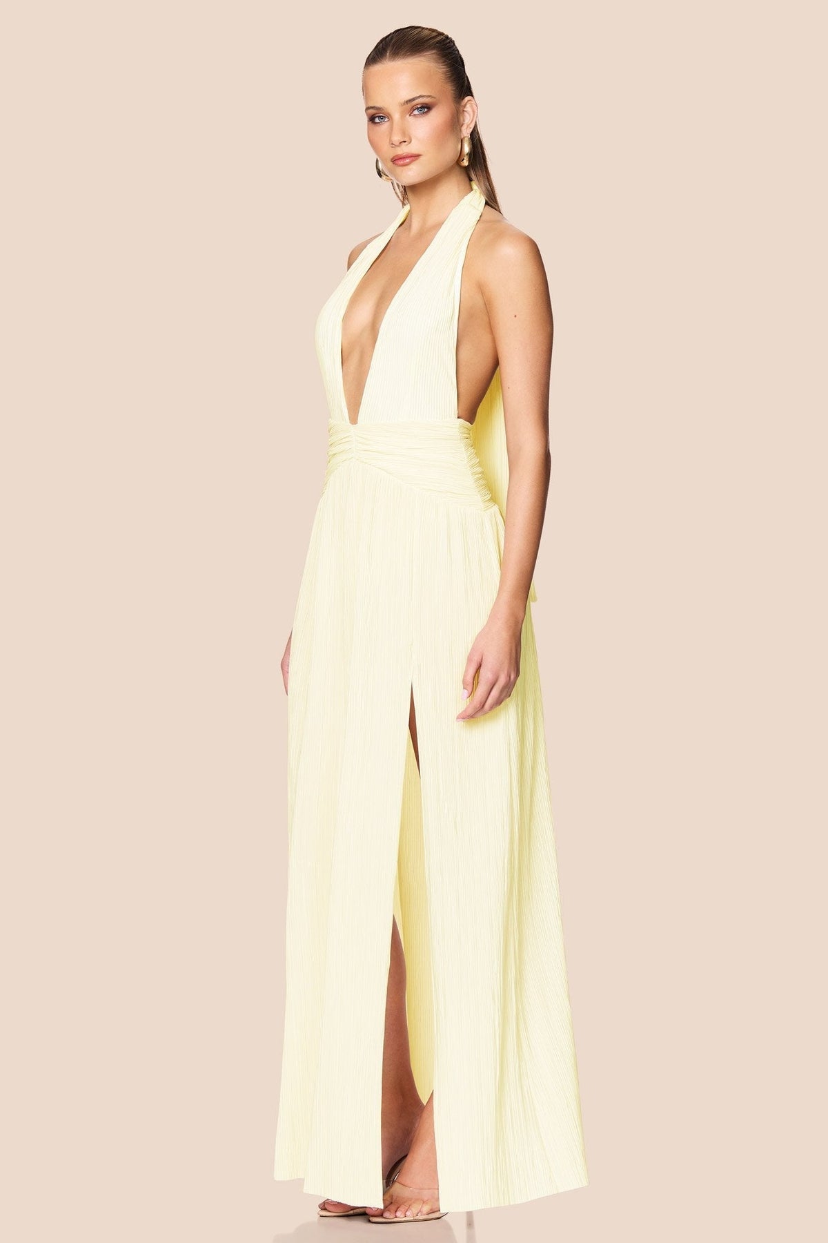 Nookie Desiree Halter Gown - Lemon