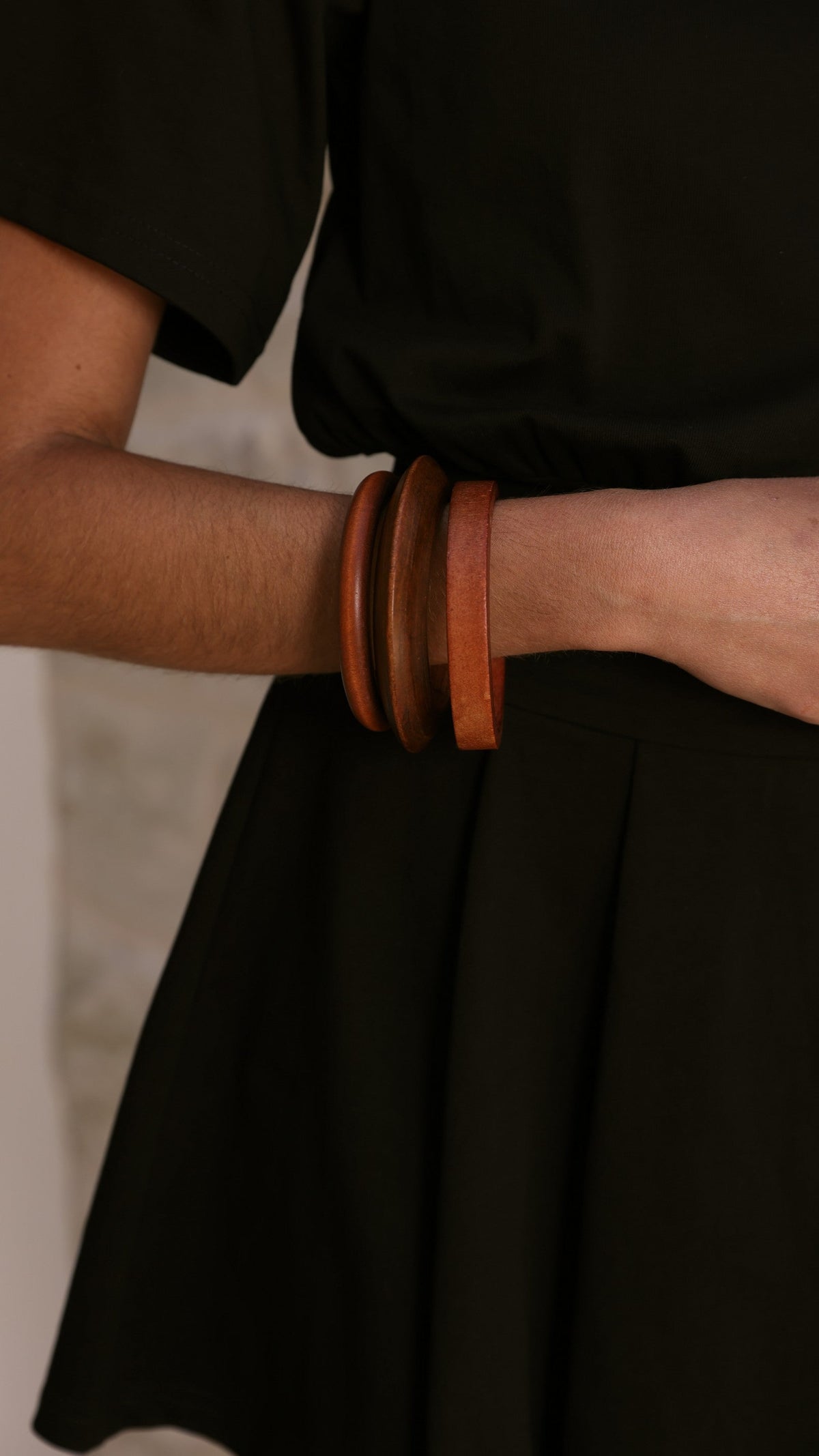 Trio Timber Bangle Set - Tan