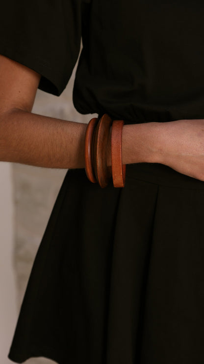Trio Timber Bangle Set - Tan