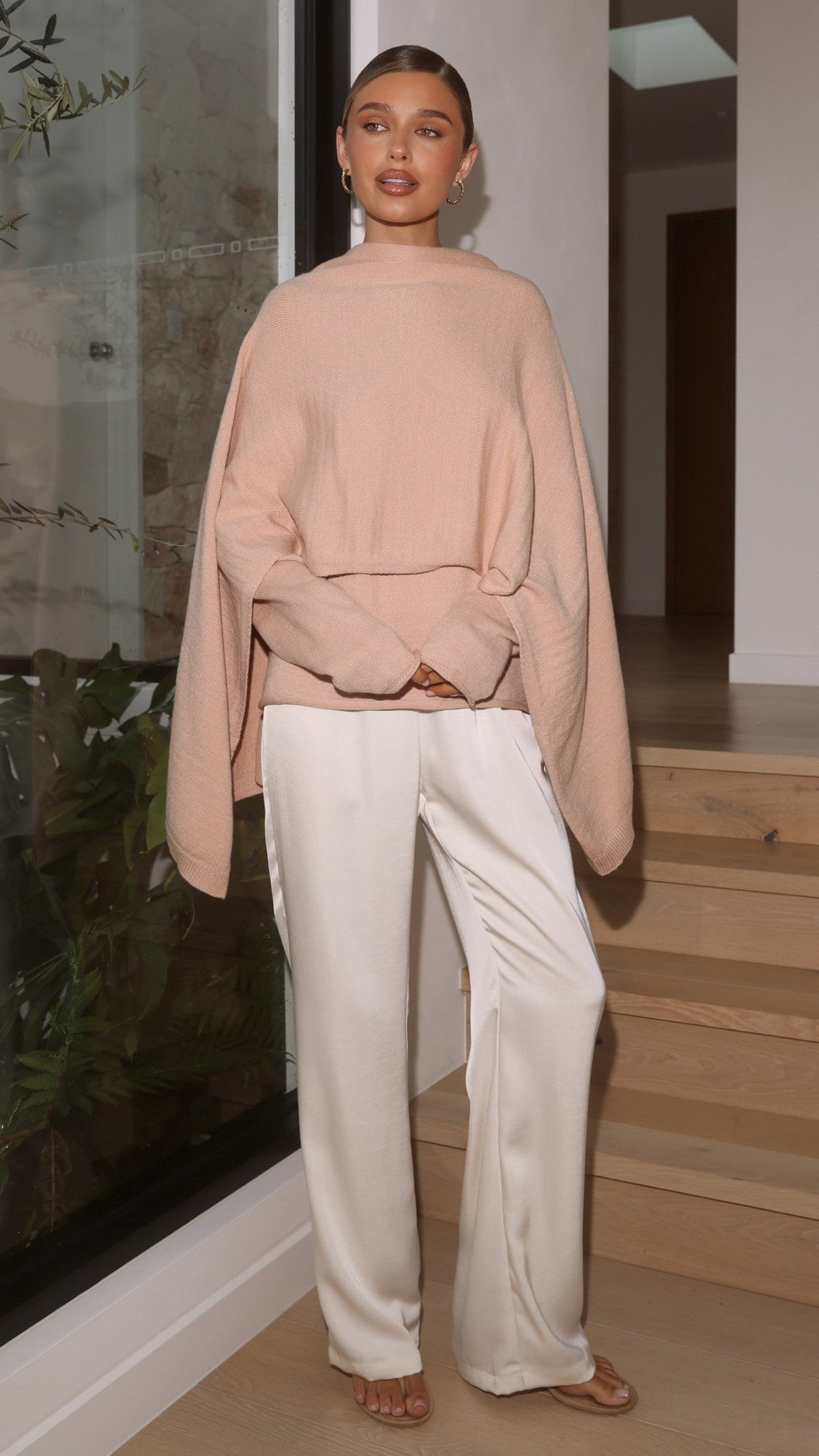 Jazmine Knitted Sweater and Scarf - Peach