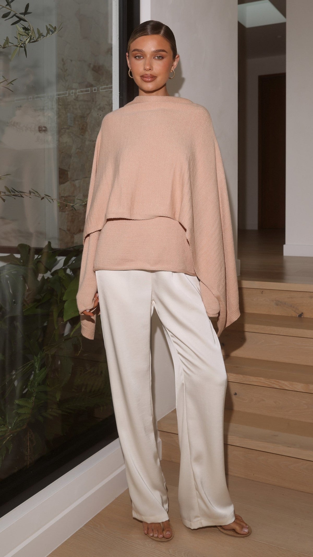 Jazmine Knitted Sweater and Scarf - Peach