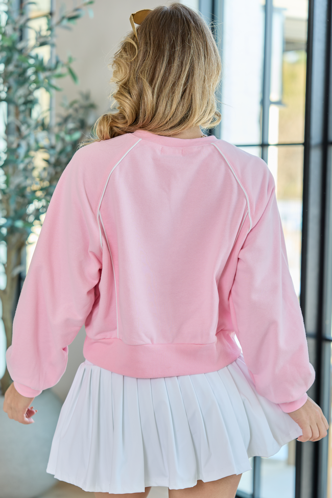 Baseline Pink Piped Lounge Crewneck Sweatshirt SALE