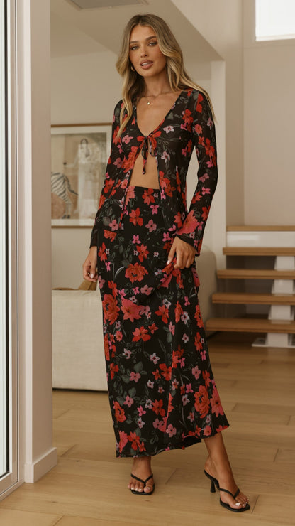 Flo Maxi Skirt - Dark Floral