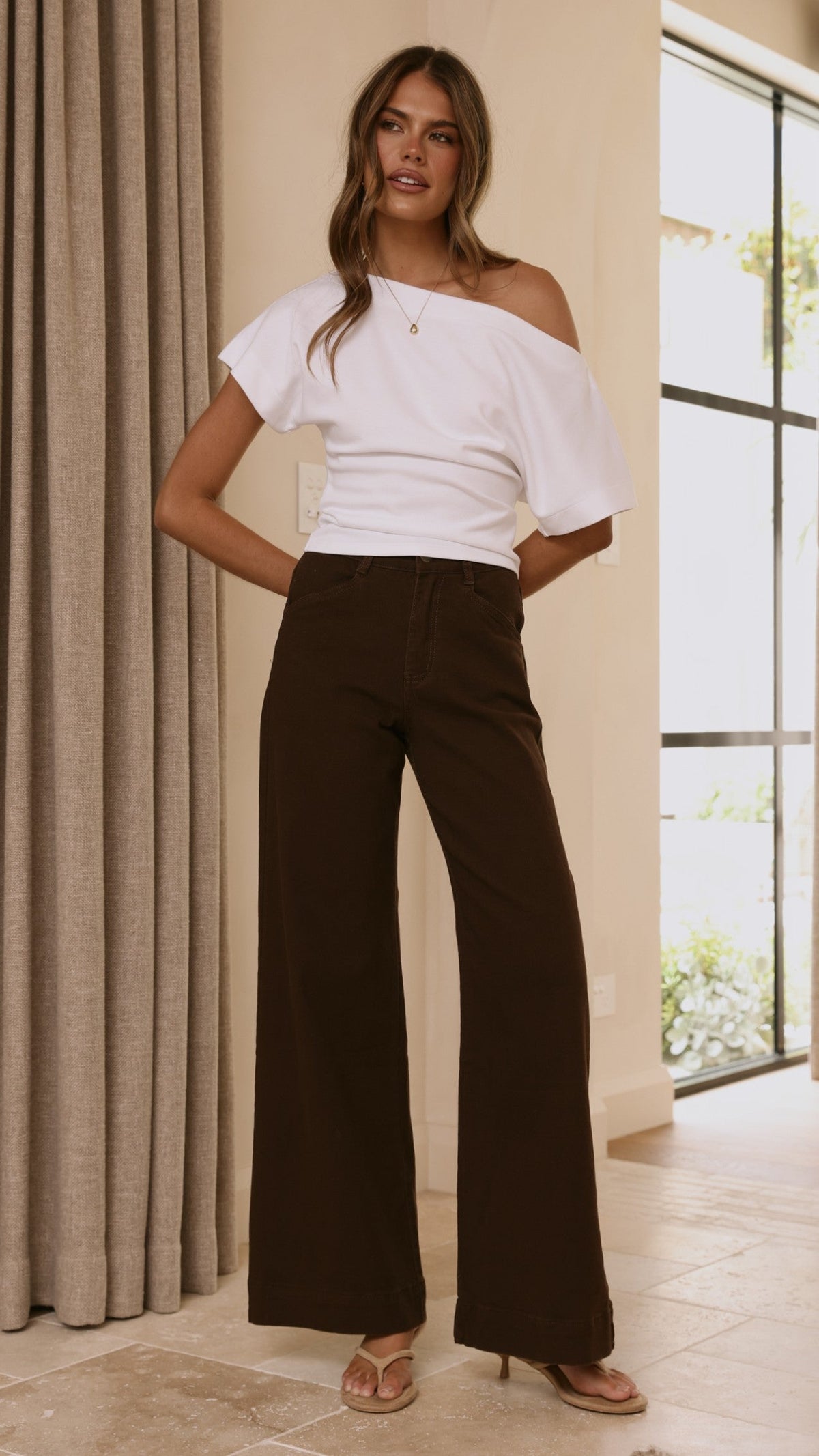 Zandra Wide Leg Jeans - Chocolate