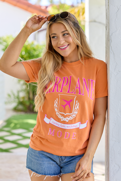 Airplane Mode Burnt Orange Comfort Colors Graphic Tee