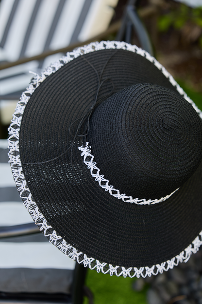 Black Stitch Brim Straw Hat