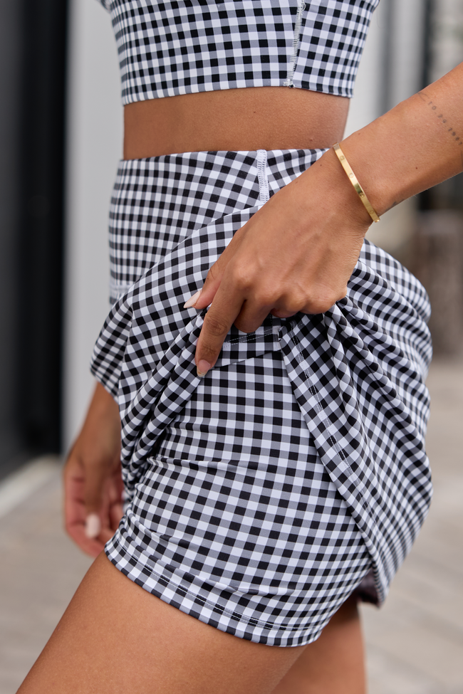 Active State Black Gingham Active Skirt SALE