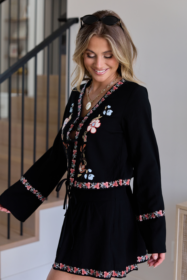 Celeste Black Floral Tie Top SALE