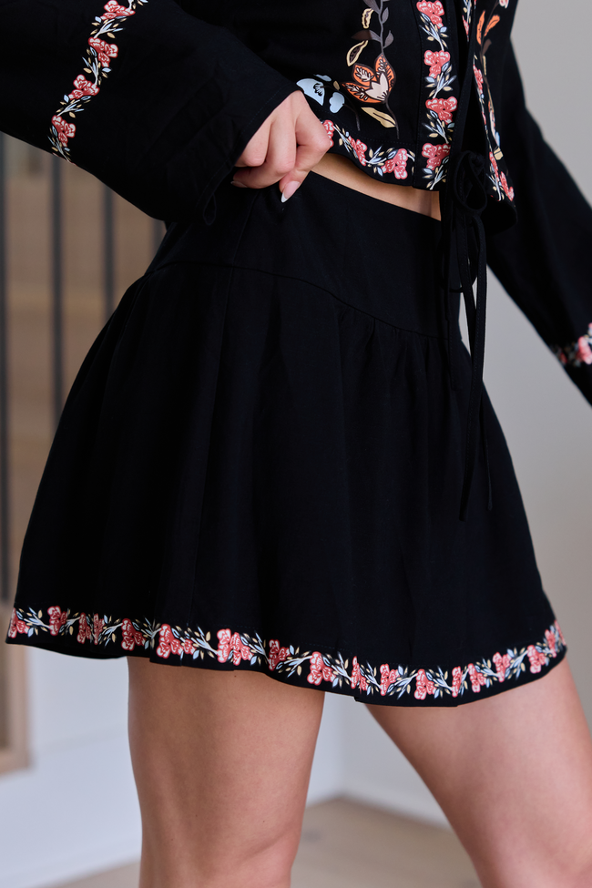 Celeste Black Floral Border Skirt SALE