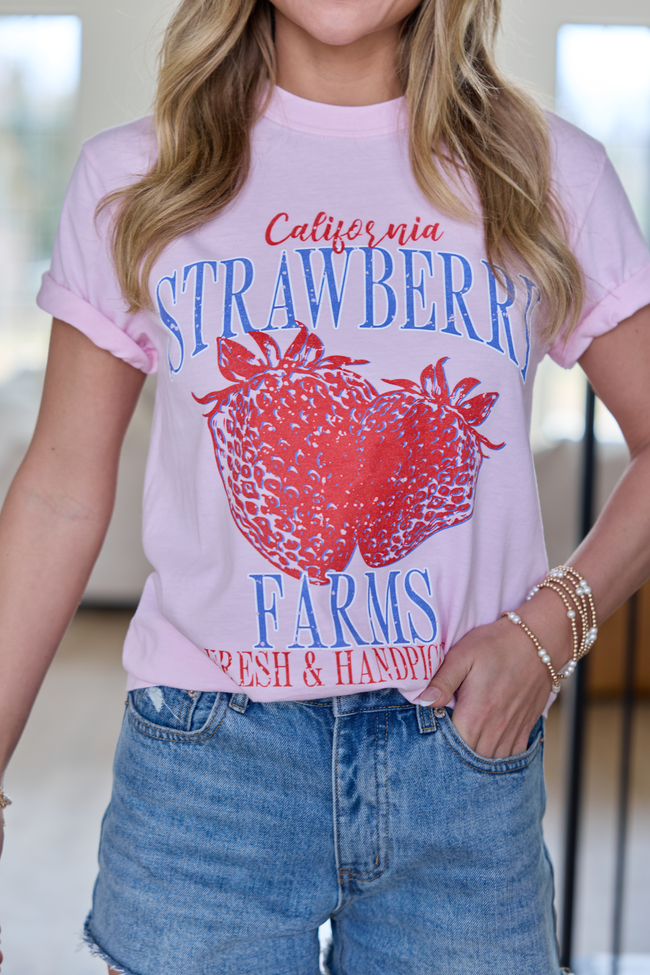 California Strawberry Farms Light Pink Comfort Colors Graphic Tee