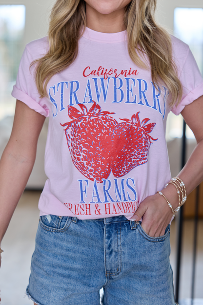 California Strawberry Farms Light Pink Comfort Colors Graphic Tee