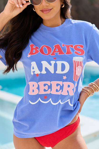 Boats And Beers Blue Comfort Colors Graphic Tee