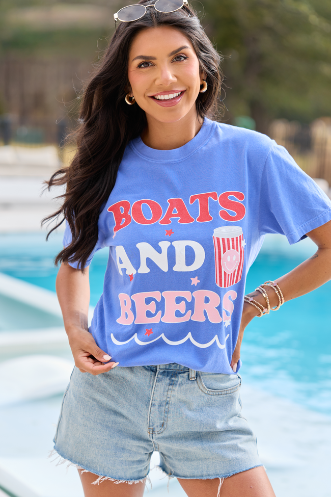 Boats And Beers Blue Comfort Colors Graphic Tee