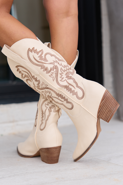 Amaya Beige Cowboy Boot