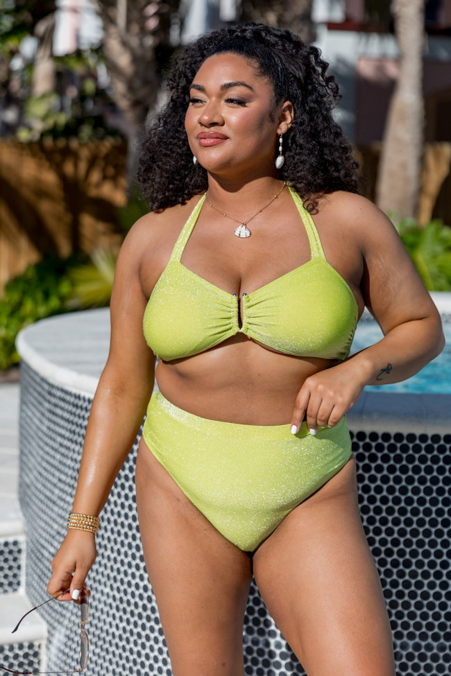 Classic Coastal Green Shimmer Bikini Bottom FINAL SALE