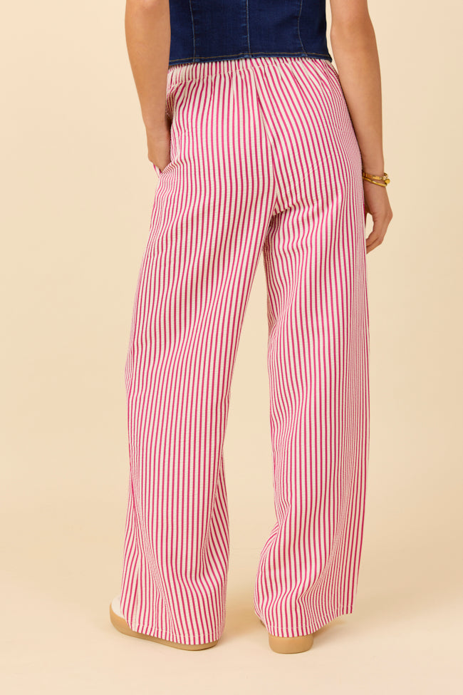 Amanda Pink Textured Striped Pants