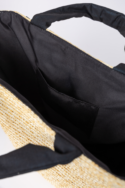 Beckett Black Bow Straw Tote SALE