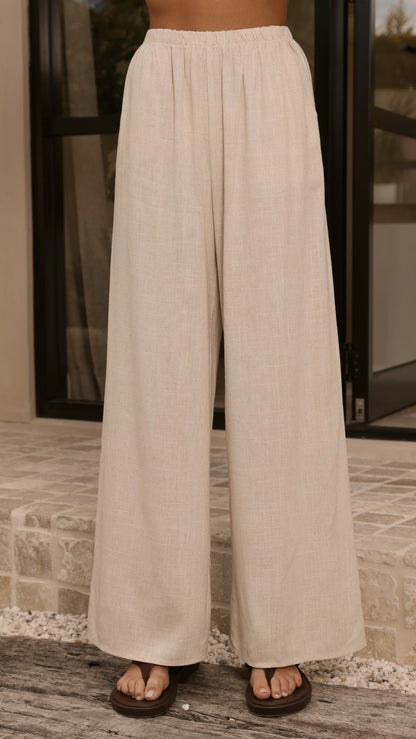 Maison Strapless Top & Pants Set - Oat