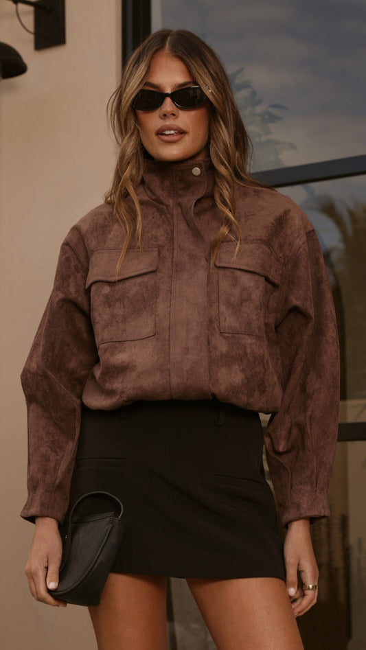 Josh Funnel Neck Jacket - Chocolate