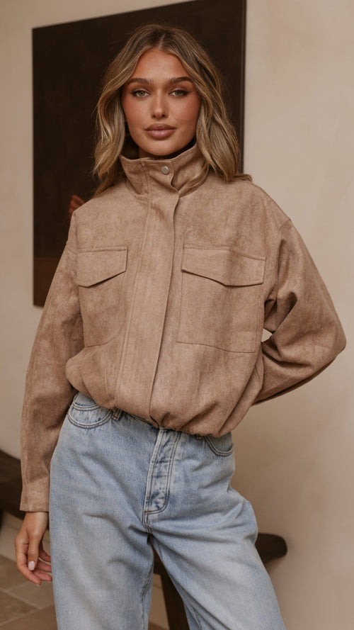 Josh Funnel Neck Jacket - Beige