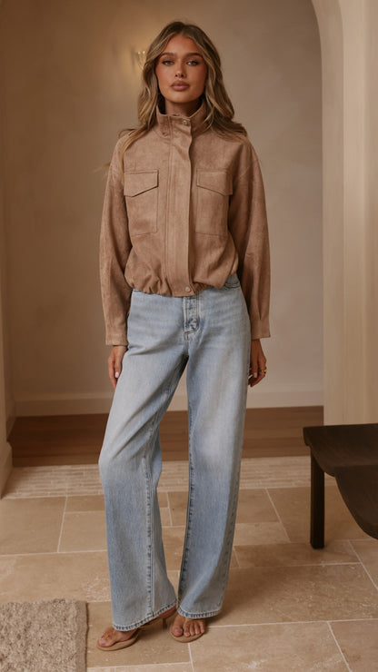 Josh Funnel Neck Jacket - Beige