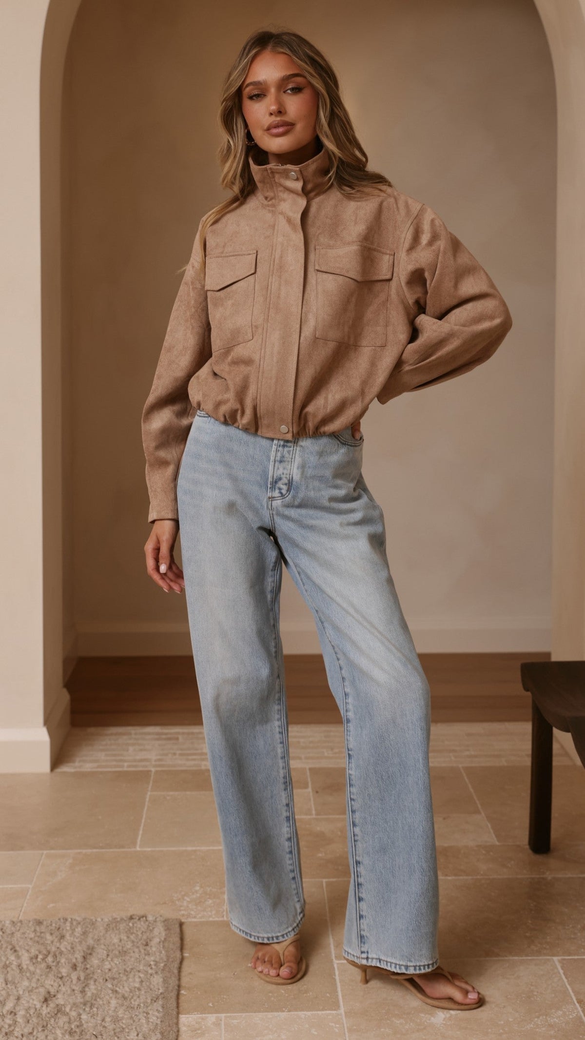 Josh Funnel Neck Jacket - Beige