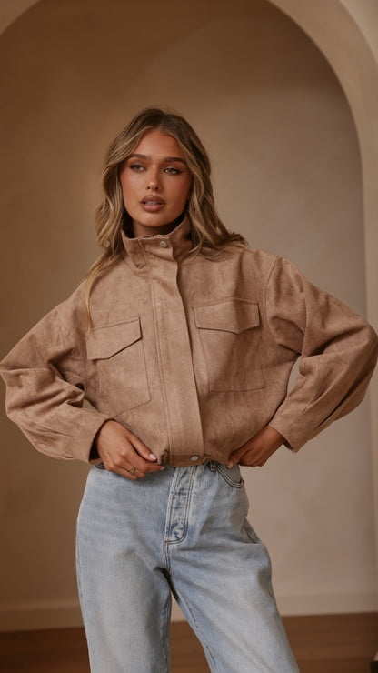 Josh Funnel Neck Jacket - Beige