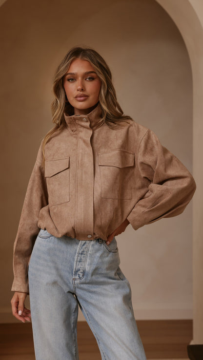 Josh Funnel Neck Jacket - Beige