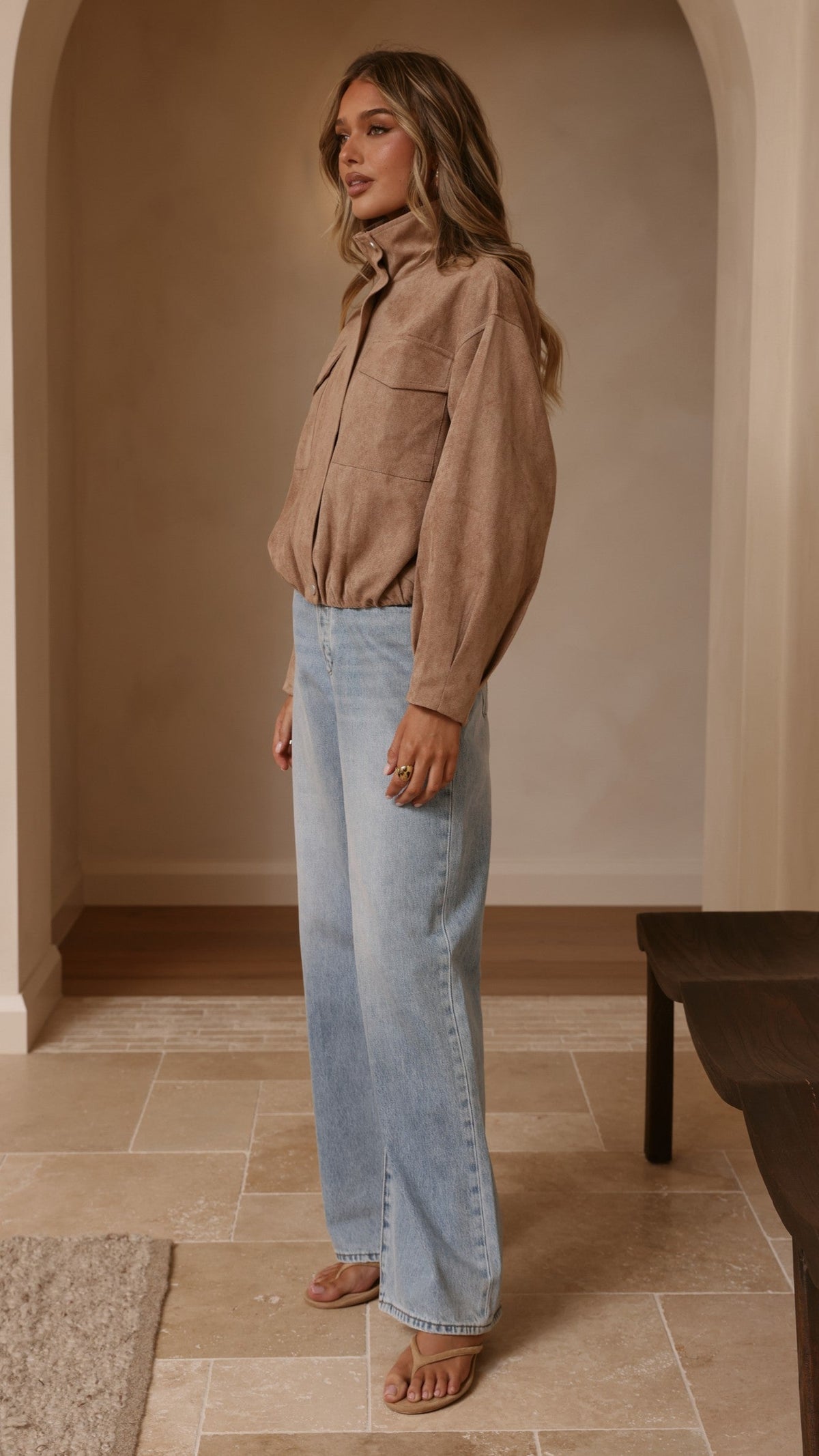 Josh Funnel Neck Jacket - Beige