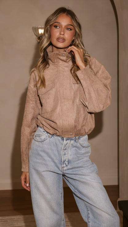 Josh Funnel Neck Jacket - Beige