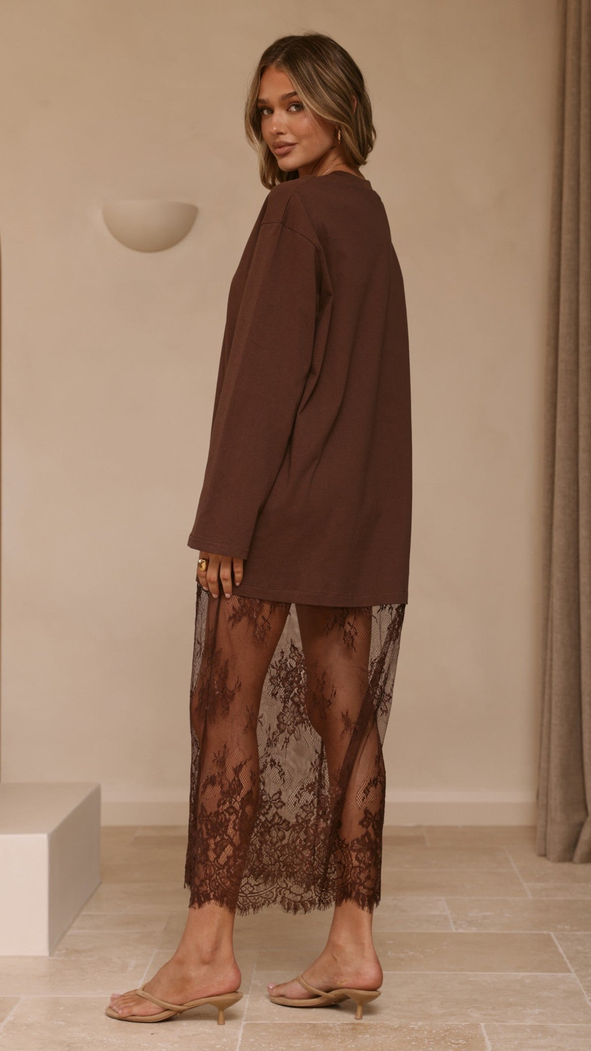 Kailey Lace Maxi Dress - Brown