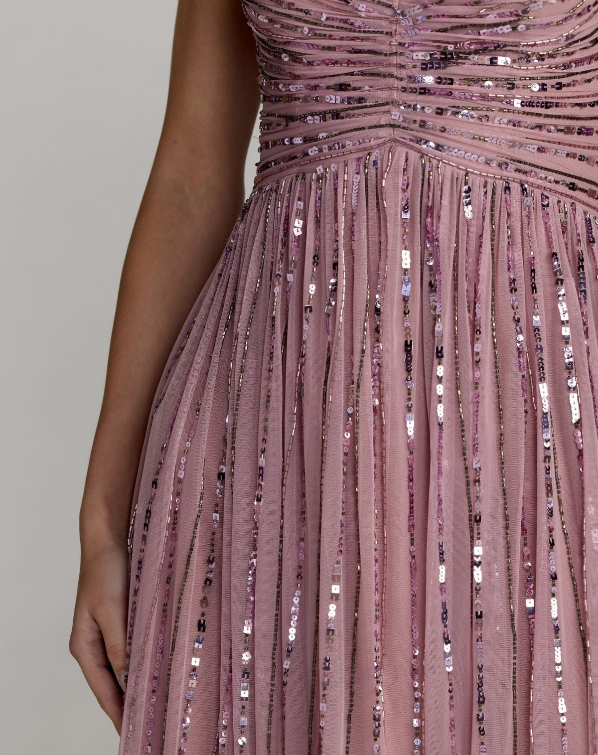 Purple Embellished Cap Sleeve Midi Dress