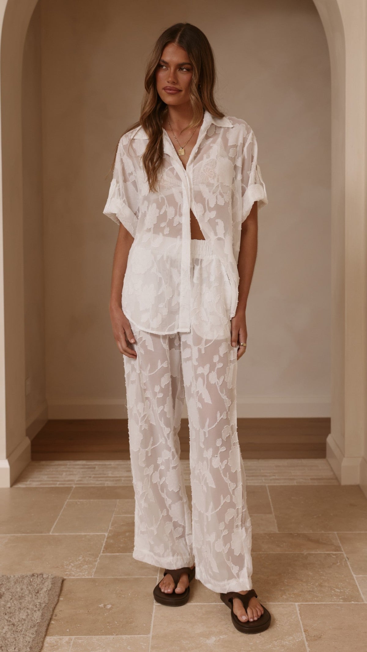 Mollie Lace Pants - White