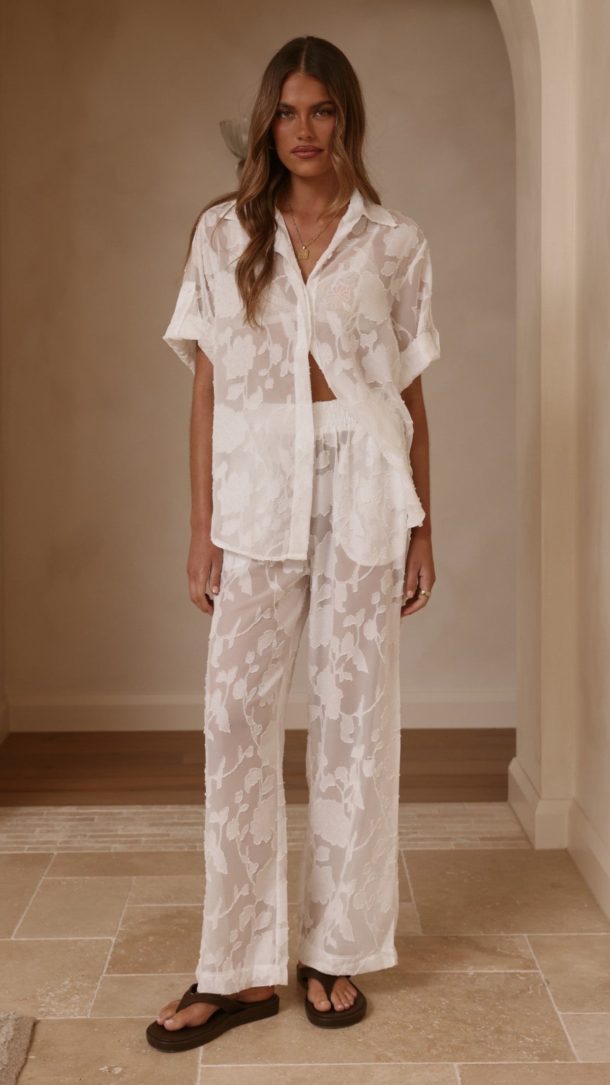 Mollie Lace Pants - White