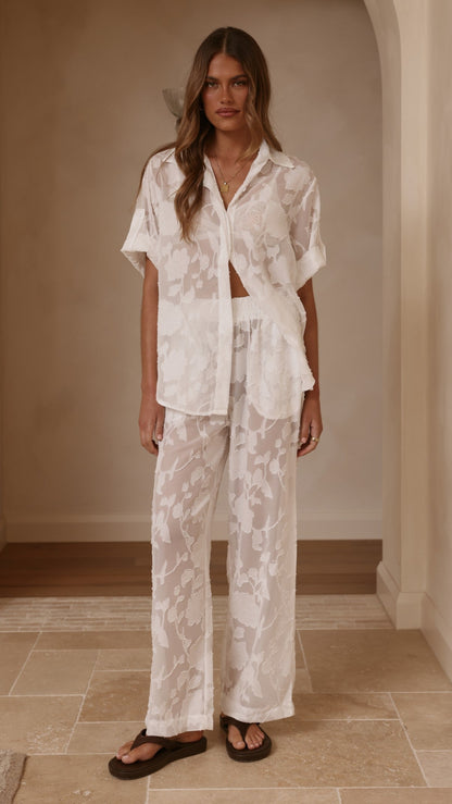 Mollie Lace Pants - White