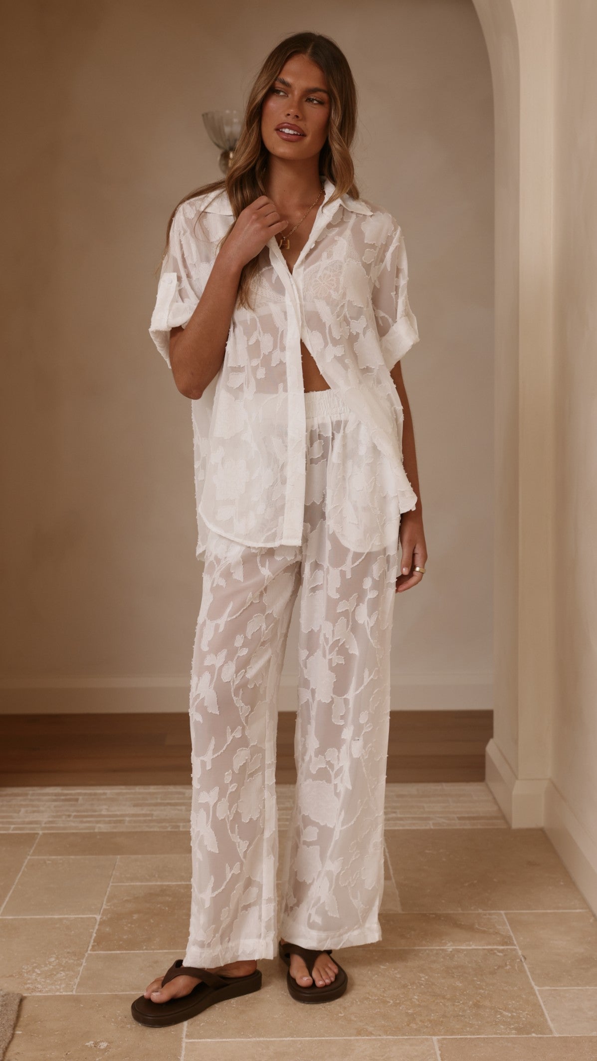 Mollie Lace Pants - White