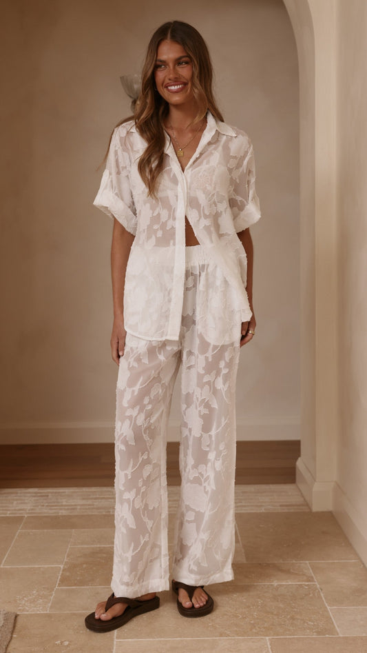 Mollie Lace Pants - White