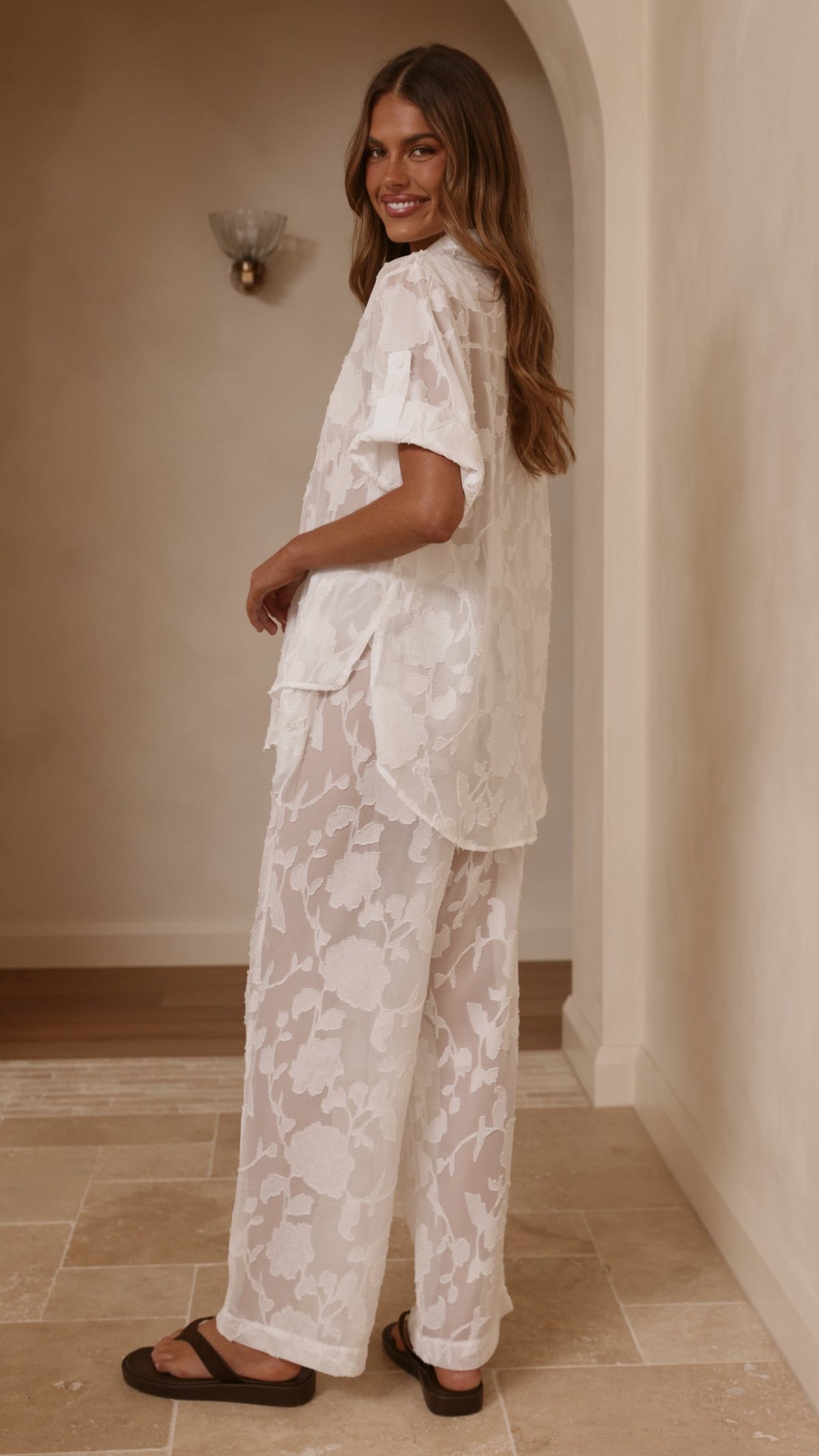 Mollie Lace Pants - White