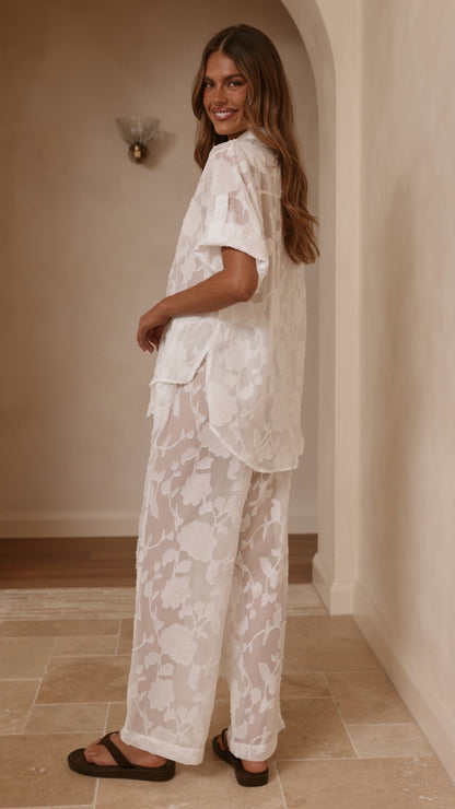Mollie Lace Pants - White